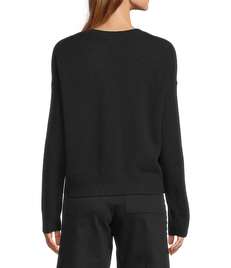Antonio Melani Kimberly Crew Neck Long Sleeve Front Pocket Cashmere Sweater