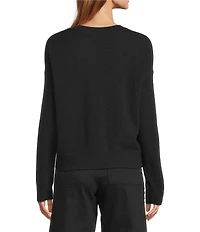 Antonio Melani Kimberly Crew Neck Long Sleeve Front Pocket Cashmere Sweater