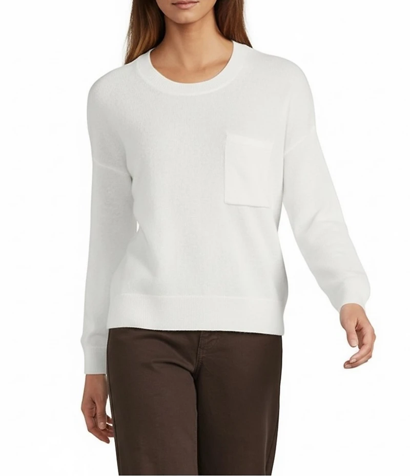 Antonio Melani Kimberly Crew Neck Long Sleeve Front Pocket Cashmere Sweater