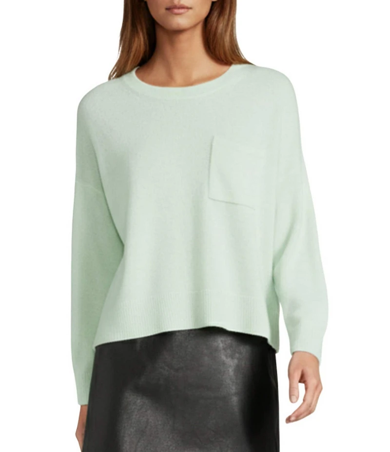 Antonio Melani Kimberly Crew Neck Long Sleeve Front Pocket Cashmere Sweater