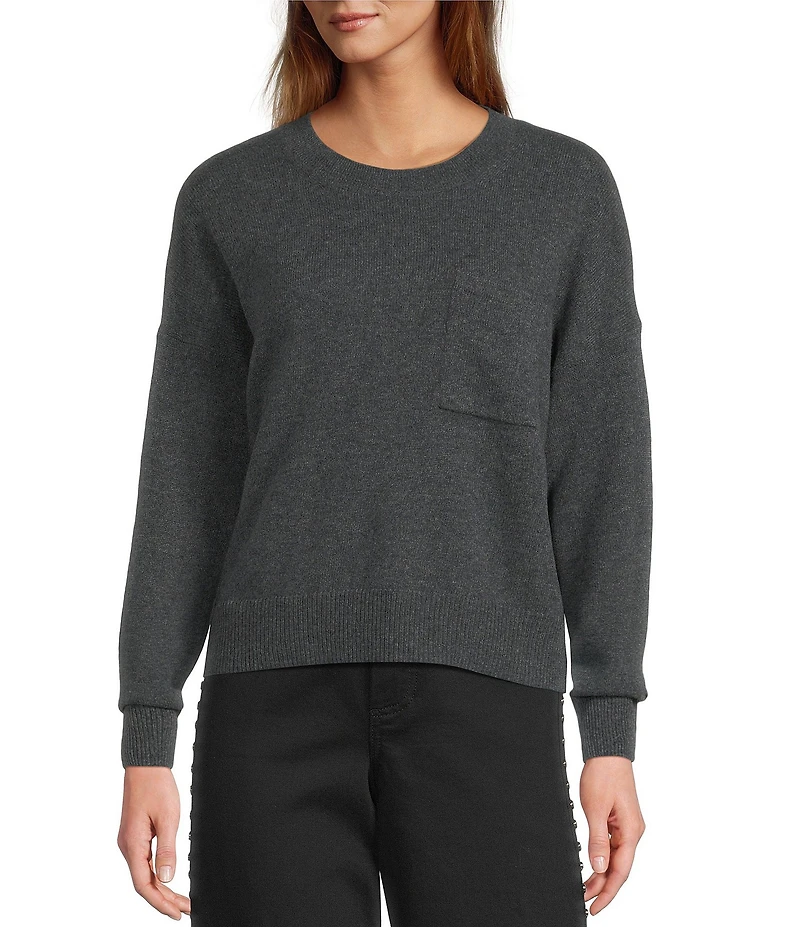 Antonio Melani Kimberly Crew Neck Long Sleeve Front Pocket Cashmere Sweater
