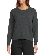 Antonio Melani Kimberly Crew Neck Long Sleeve Front Pocket Cashmere Sweater