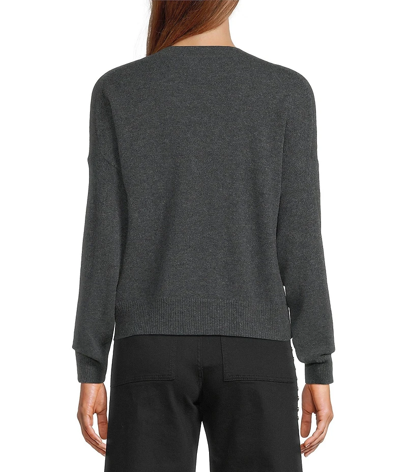 Antonio Melani Kimberly Crew Neck Long Sleeve Front Pocket Cashmere Sweater