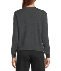 Antonio Melani Kimberly Crew Neck Long Sleeve Front Pocket Cashmere Sweater