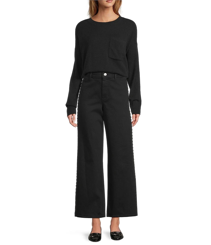 Antonio Melani Kimberly Crew Neck Long Sleeve Front Pocket Cashmere Sweater