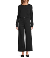 Antonio Melani Kimberly Crew Neck Long Sleeve Front Pocket Cashmere Sweater