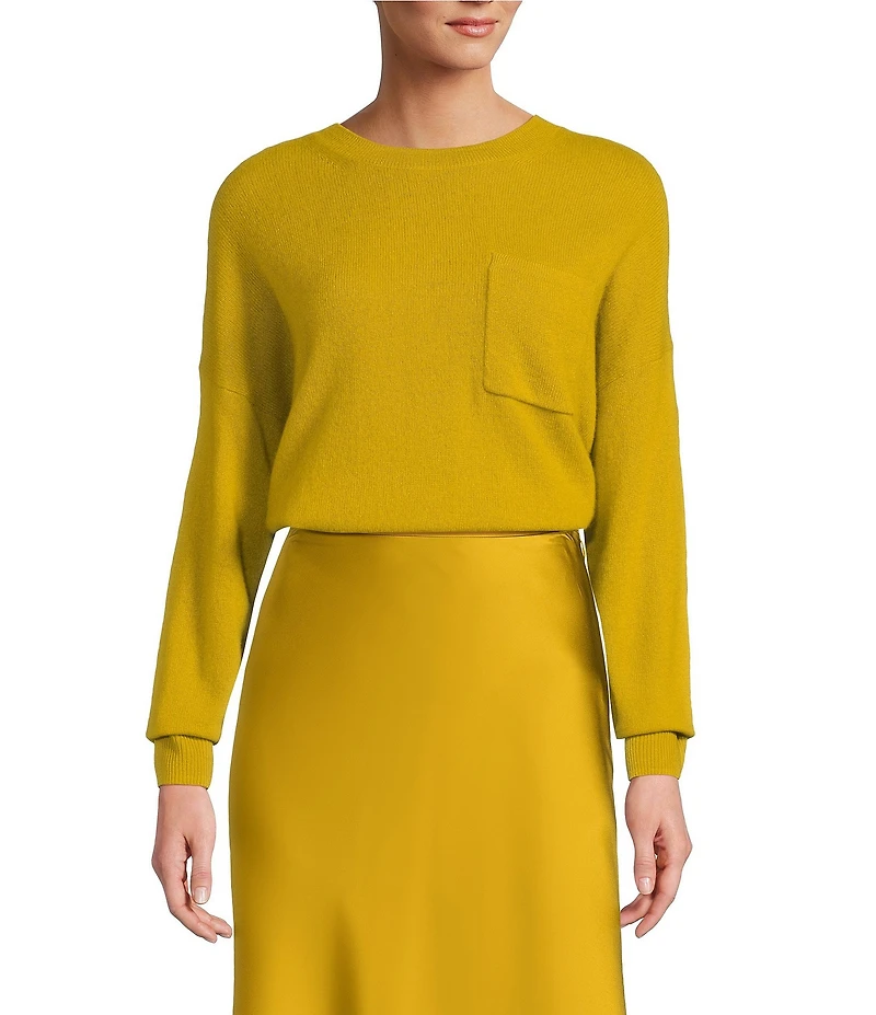 Antonio Melani Kimberly Crew Neck Long Sleeve Front Pocket Cashmere Sweater