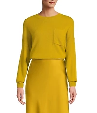 Antonio Melani Kimberly Crew Neck Long Sleeve Front Pocket Cashmere Sweater