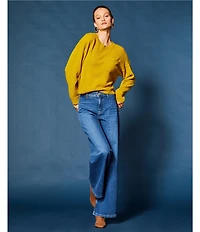 Antonio Melani Kimberly Crew Neck Long Sleeve Front Pocket Cashmere Sweater