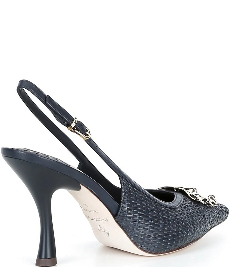 Antonio Melani Kira Raffia Ornament Slingback Pumps