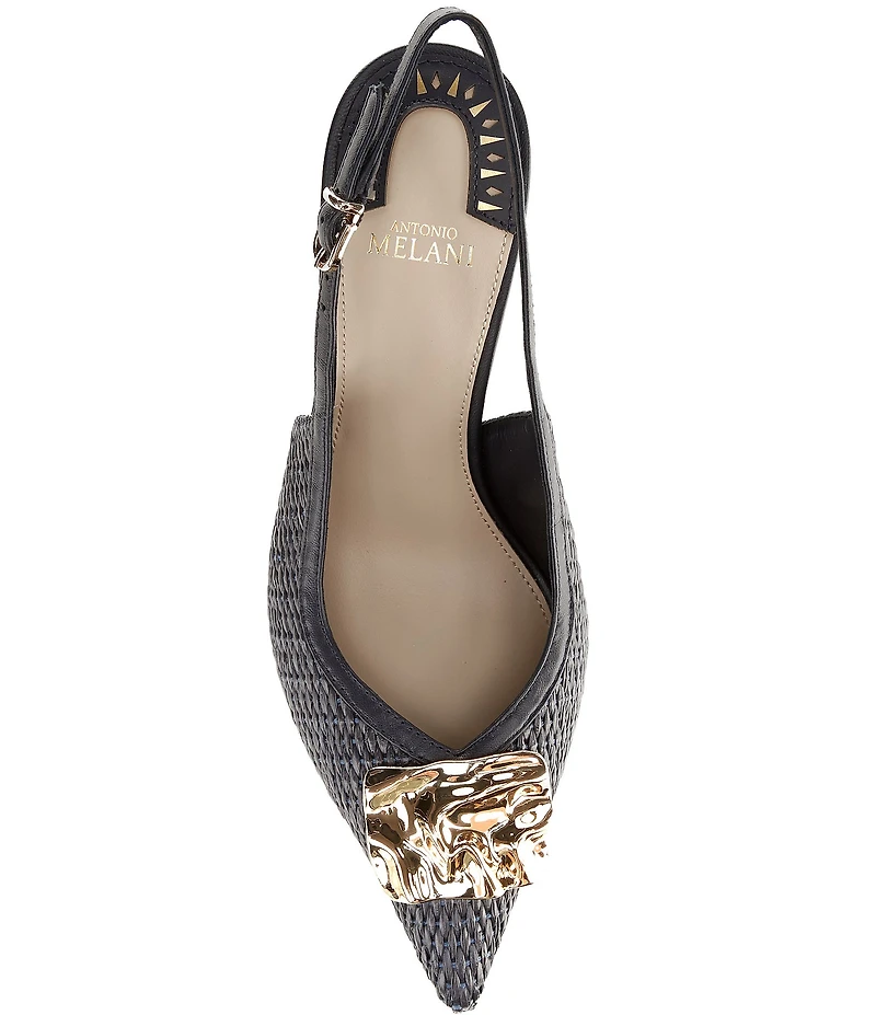 Antonio Melani Kira Raffia Ornament Slingback Pumps