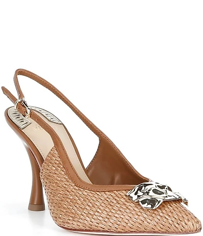 Antonio Melani Kira Raffia Ornament Slingback Pumps