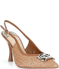 Antonio Melani Kira Raffia Ornament Slingback Pumps