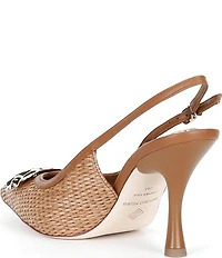 Antonio Melani Kira Raffia Ornament Slingback Pumps