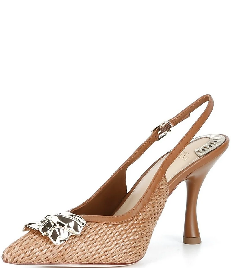 Antonio Melani Kira Raffia Ornament Slingback Pumps