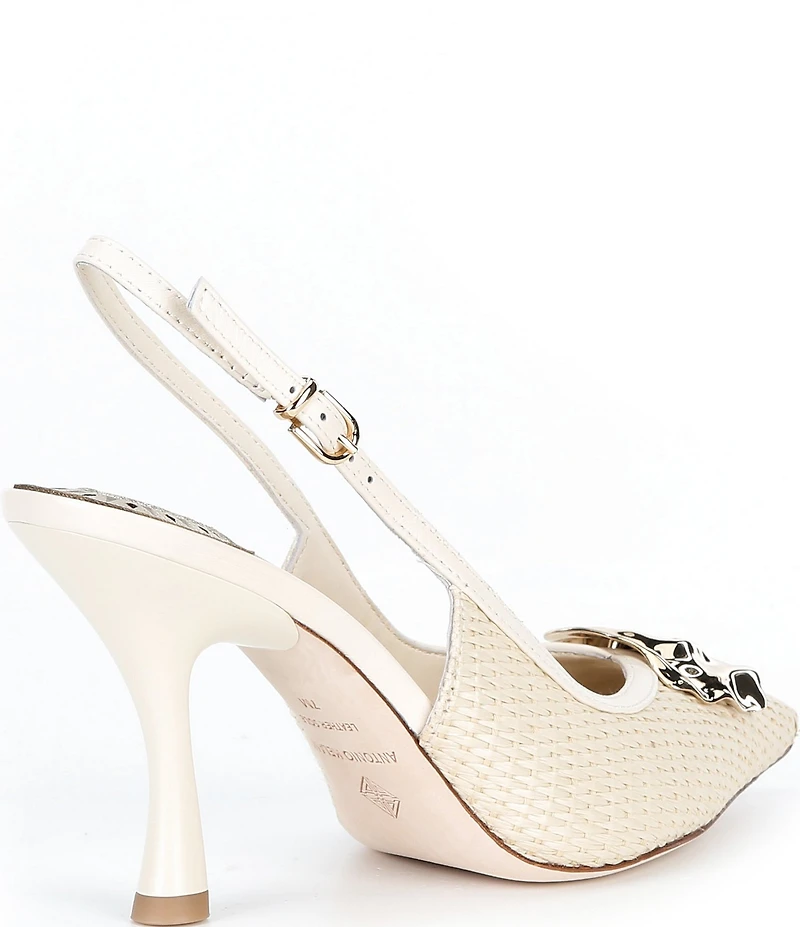 Antonio Melani Kira Raffia Ornament Slingback Pumps