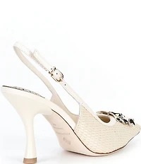 Antonio Melani Kira Raffia Ornament Slingback Pumps