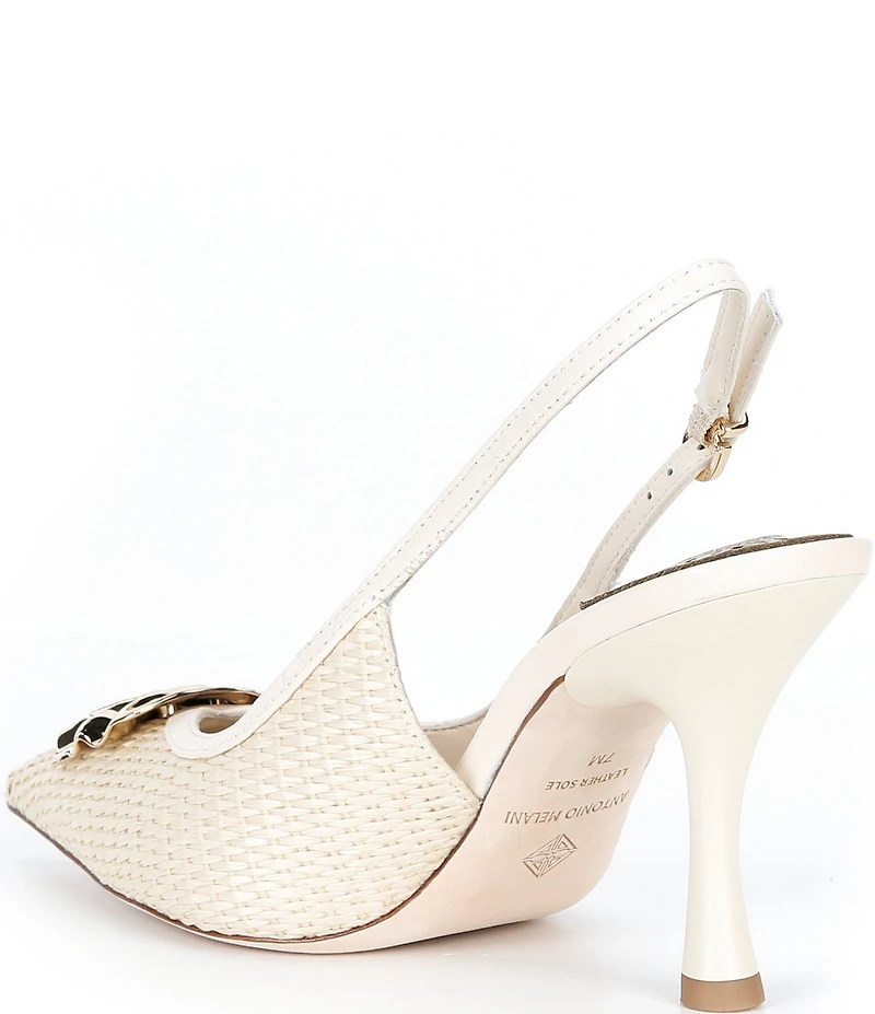 Antonio Melani Kira Raffia Ornament Slingback Pumps