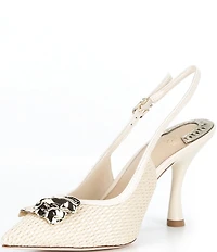 Antonio Melani Kira Raffia Ornament Slingback Pumps