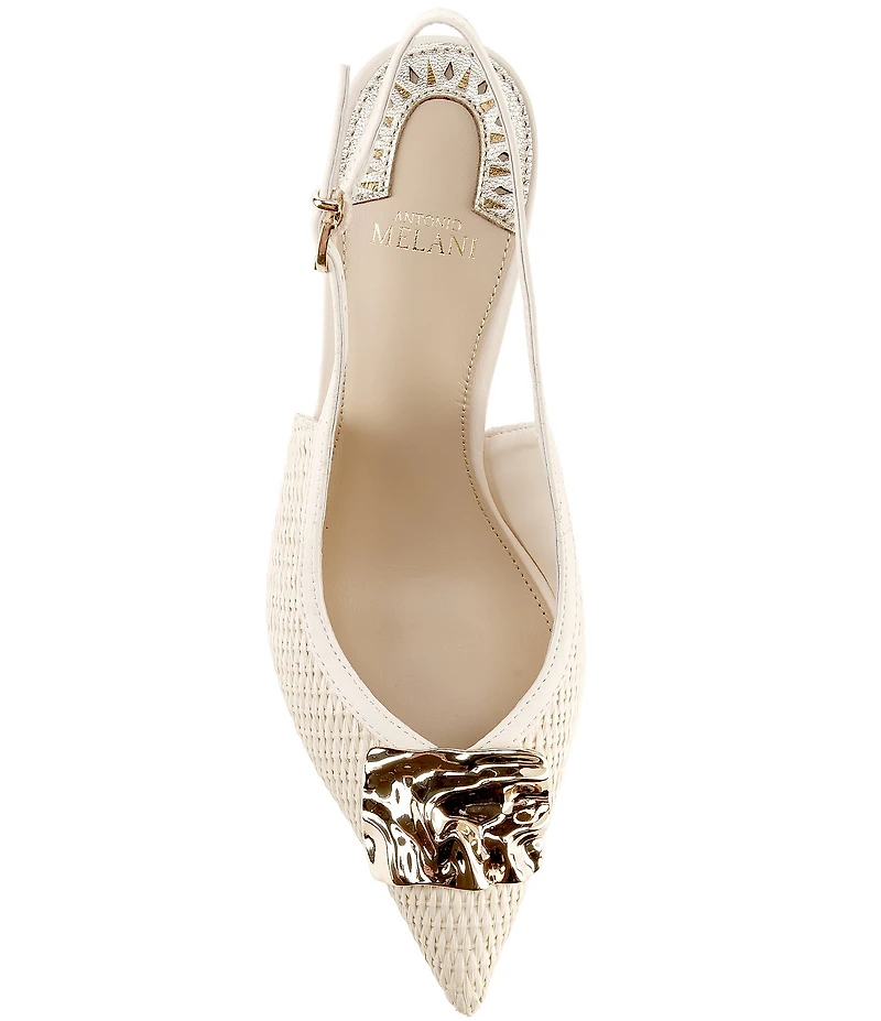 Antonio Melani Kira Raffia Ornament Slingback Pumps
