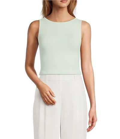 Antonio Melani Krista Sleeveless Boat Neck Ribbed Knit Tank