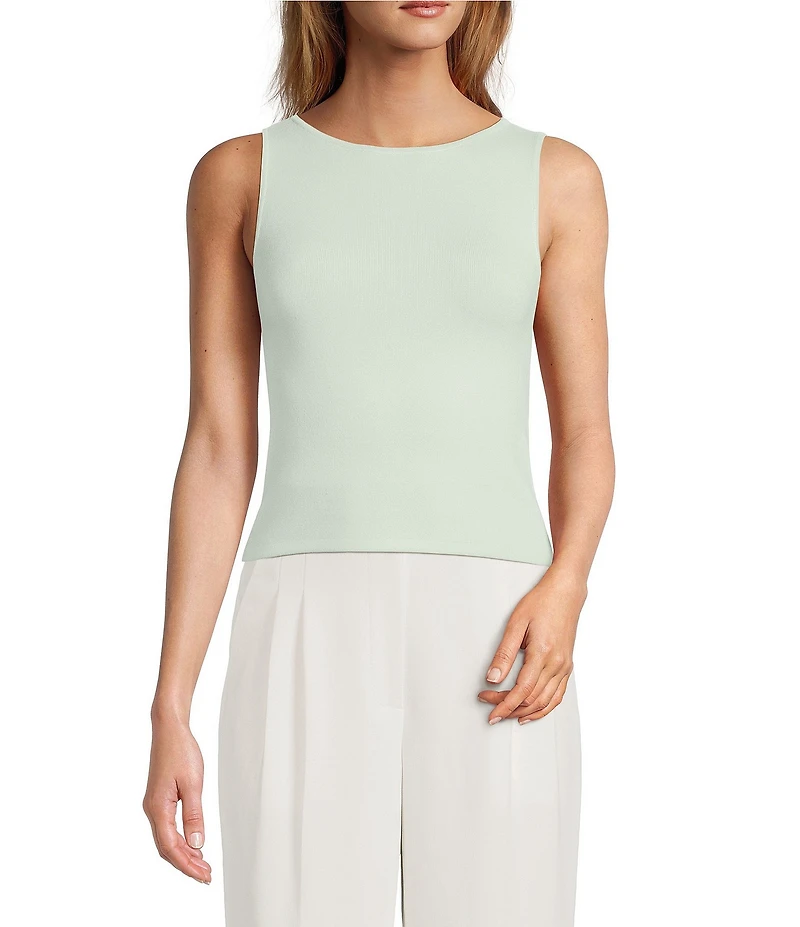 Antonio Melani Krista Sleeveless Boat Neck Ribbed Knit Tank