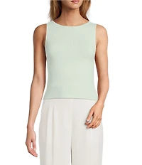 Antonio Melani Krista Sleeveless Boat Neck Ribbed Knit Tank