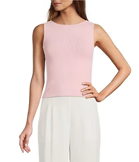 Antonio Melani Krista Sleeveless Boat Neck Ribbed Knit Tank