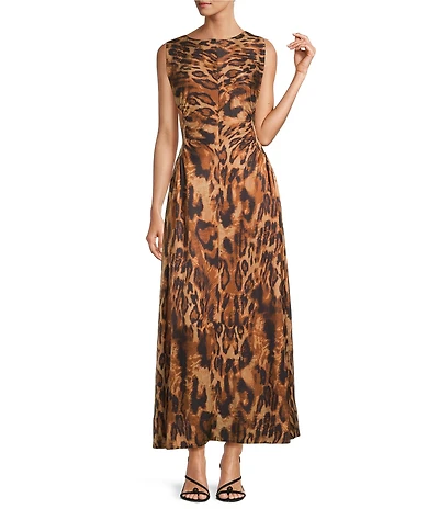 Antonio Melani Kristen Leopard Print Boat Neck Sleeveless Blouson Dress