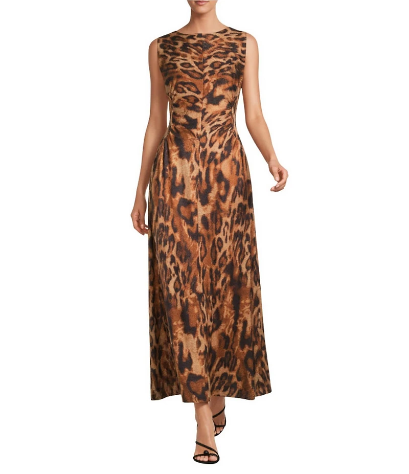 Antonio Melani Kristen Leopard Print Boat Neck Sleeveless Blouson Dress