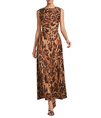 Antonio Melani Kristen Leopard Print Boat Neck Sleeveless Blouson Dress