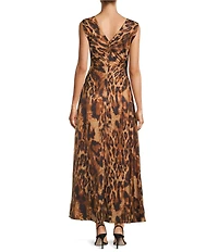 Antonio Melani Kristen Leopard Print Boat Neck Sleeveless Blouson Dress