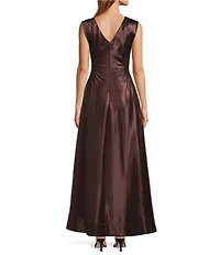 Antonio Melani Kristen Shimmer Boat Neck Sleeveless Ruched Side Maxi Dress