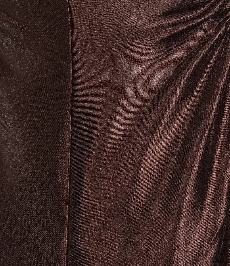 Antonio Melani Kristen Shimmer Boat Neck Sleeveless Ruched Side Maxi Dress