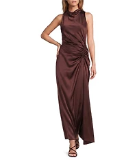 Antonio Melani Kya A-Line Ruched Detail Cowl Neck Sleeveless Dress