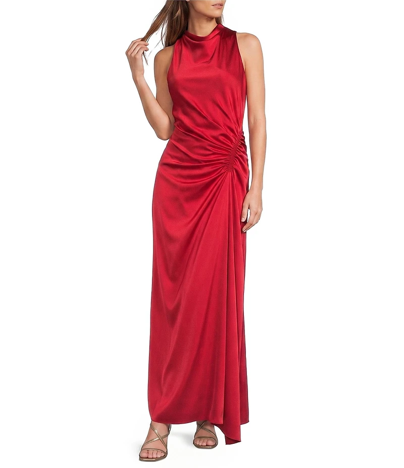 Antonio Melani Kya A-Line Ruched Detail Cowl Neck Sleeveless Dress