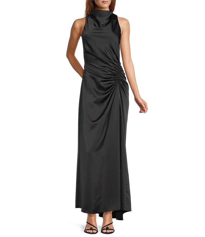 Antonio Melani Kya A-Line Ruched Detail Cowl Neckline Sleeveless Dress