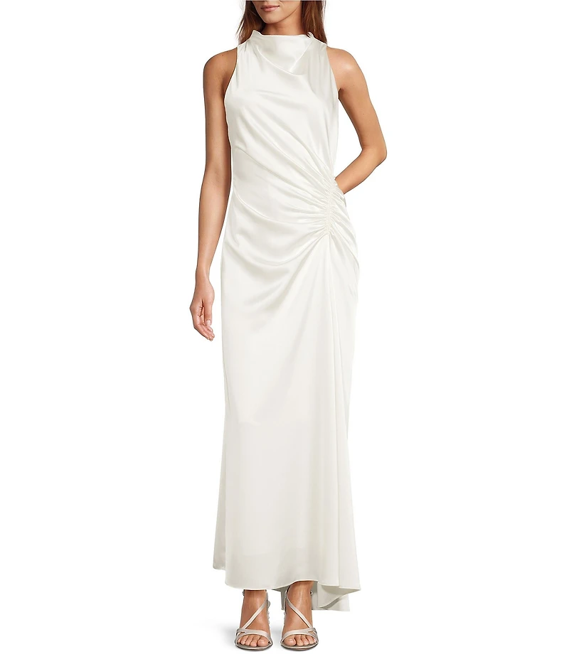 Antonio Melani Kya A-Line Ruched Detail Cowl Neckline Sleeveless Dress