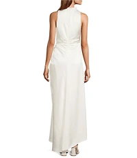 Antonio Melani Kya A-Line Ruched Detail Cowl Neckline Sleeveless Dress