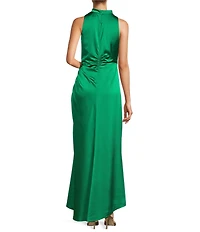 Antonio Melani Kya A-Line Ruched Detail Cowl Neckline Sleeveless Dress