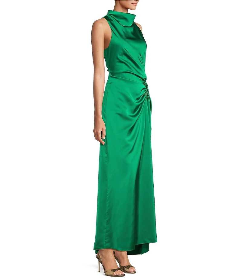 Antonio Melani Kya A-Line Ruched Detail Cowl Neckline Sleeveless Dress