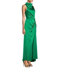 Antonio Melani Kya A-Line Ruched Detail Cowl Neckline Sleeveless Dress