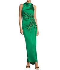 Antonio Melani Kya A-Line Ruched Detail Cowl Neckline Sleeveless Dress