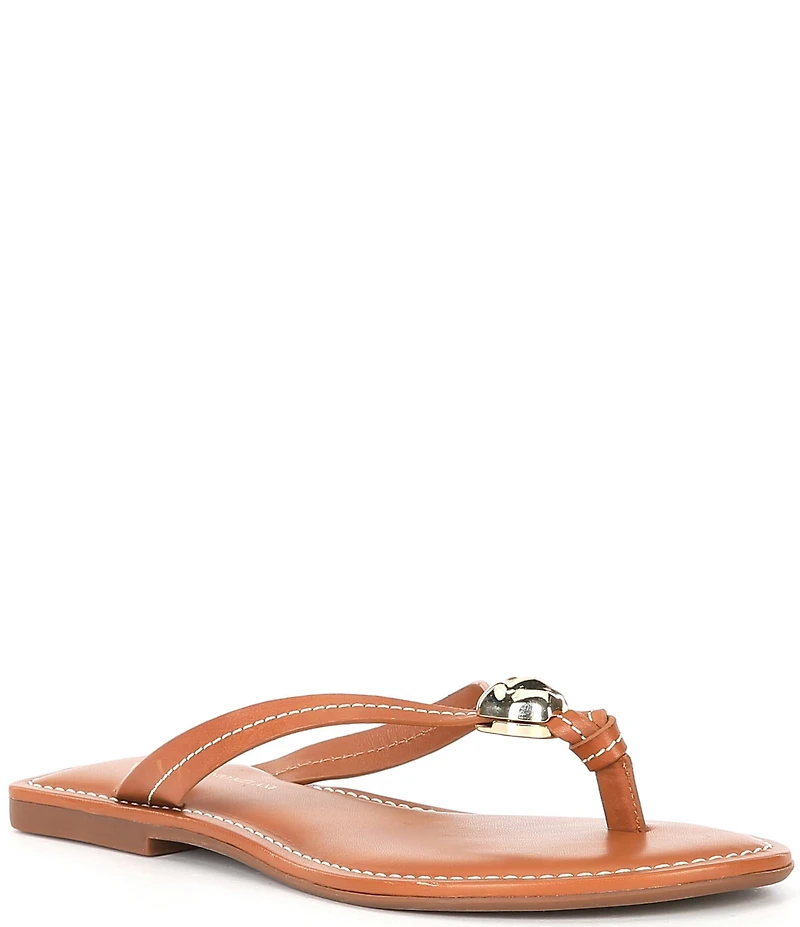 Antonio Melani Kylan Leather Ornamented Thong Sandals