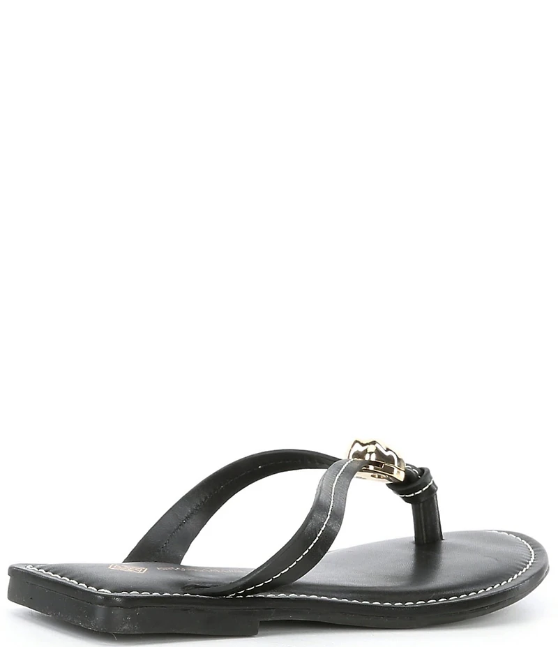 Antonio Melani Kylan Leather Ornamented Thong Sandals