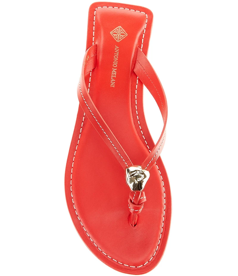 Antonio Melani Kylan Leather Ornamented Thong Sandals