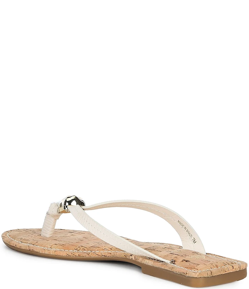 Antonio Melani Kylan Lizard Print Leather Ornamented Thong Sandals