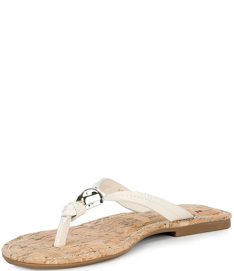 Antonio Melani Kylan Lizard Print Leather Ornamented Thong Sandals