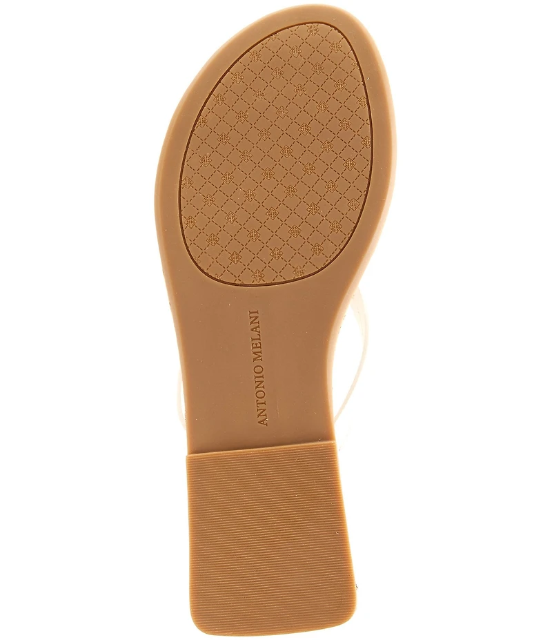 Antonio Melani Kylan Lizard Print Leather Ornamented Thong Sandals