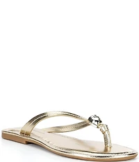 Antonio Melani Kylan Metallic Leather Ornamented Thong Sandals